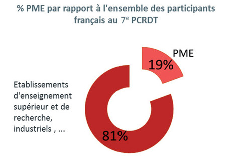 % P.M.E. par rapport à l'ensemble des participants français au 7e P.C.R.D.T.