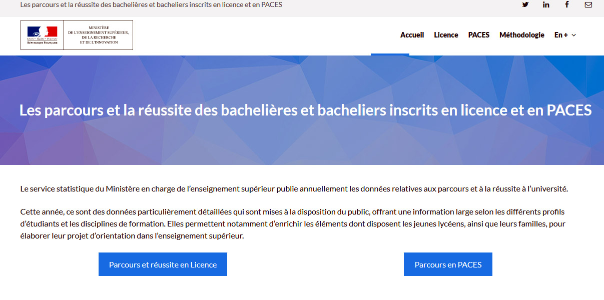Data ESR.gouv.fr : parcours et réussite des bacheliers inscrits en licence et en PACES
