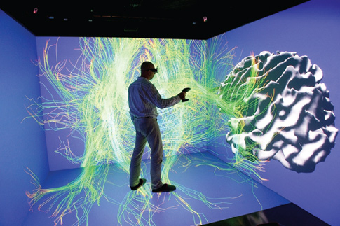 Cube immersif, déplacement virtuel au sein du cerveau