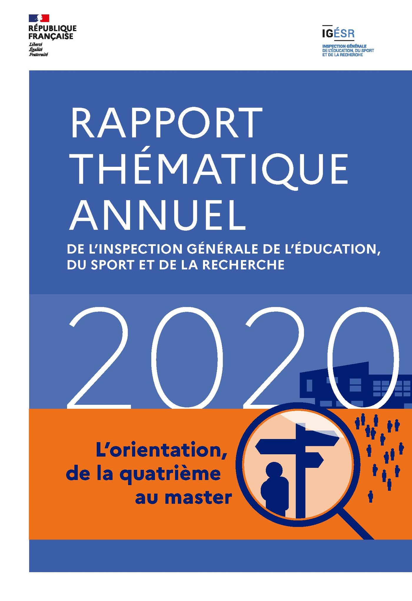 Couverture du rapport annuel thématique 2020 sur L'orientation de la quatrième au master