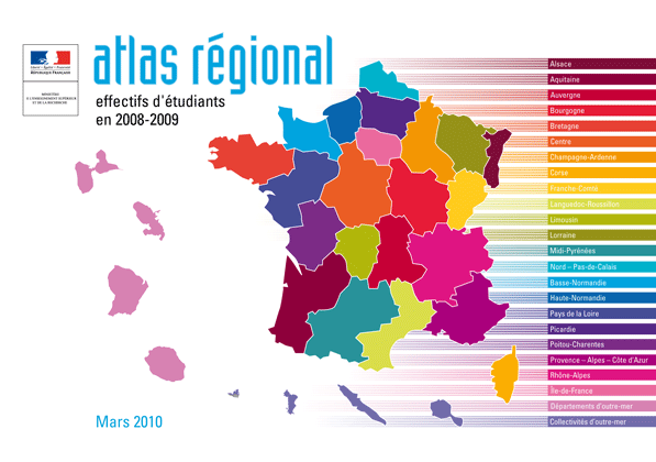 Atlas régional : les effectifs d'étudiants en 2008-2009 - édition 2010