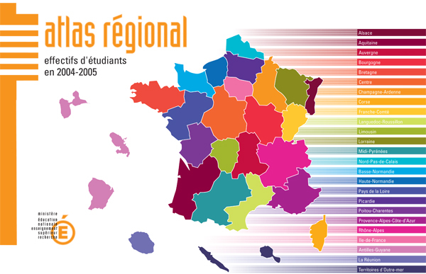 Atlas régional : les effectifs d'étudiants en 2004-2005