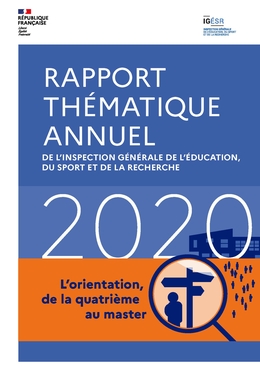 Couverture du rapport annuel thématique 2020 sur L'orientation de la quatrième au master