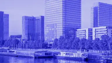 Tours de la bibliothèque François-Mitterrand à Paris vues depuis la Seine