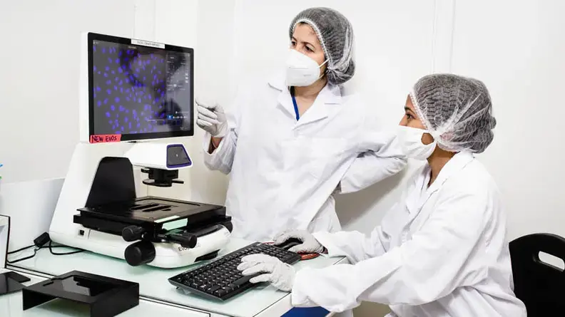 Analyse de cellules sur des microsupports à l'aide d'un microscope à fluorescence