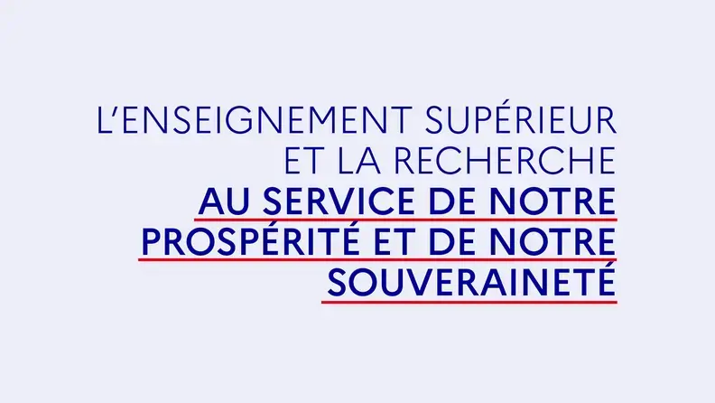 L'enseignement supérieur et de la recherche au service de notre prospérité et de notre souveraineté