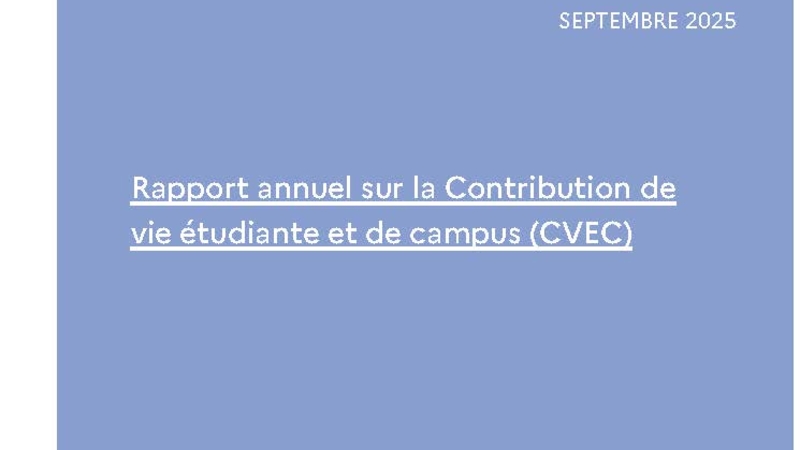 Rapport annuel sur la Contribution de vie étudiante et de campus - Couverture