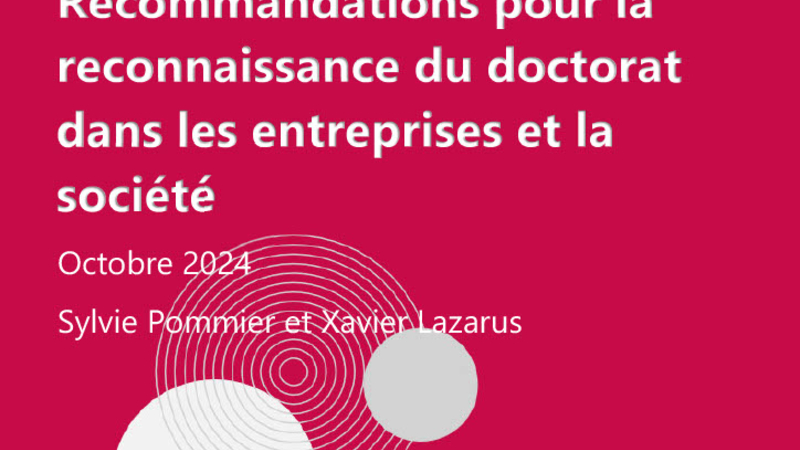 Recommandations pour la reconnaissance du doctorat dans les entreprises et les sociétés - Couverture