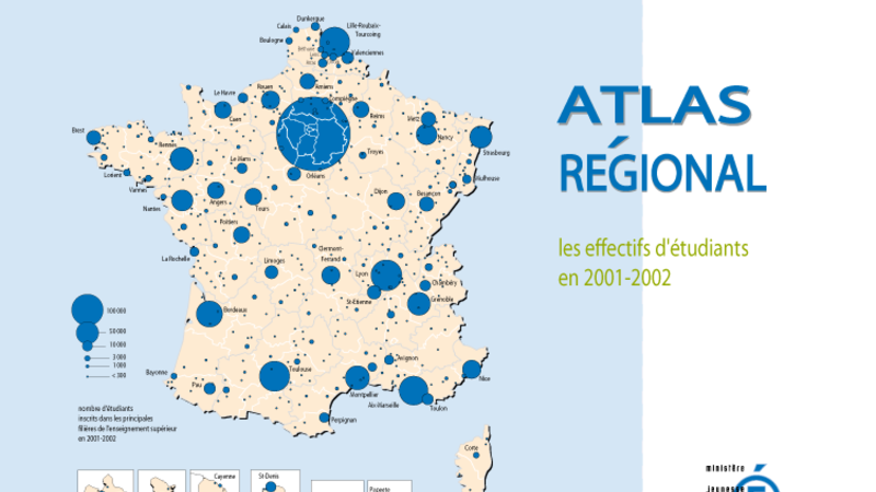 Atlas régional les effectifs d'étudiants en 2001-2002