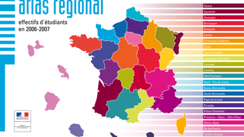 Atlas régional : les effectifs d'étudiants en 2006-2007 - édition 2008