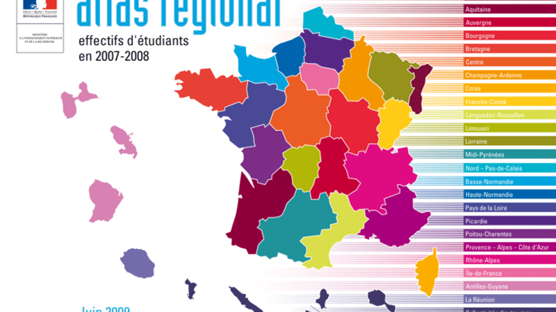 Atlas régional : les effectifs d'étudiants en 2007-2008 - édition 2009