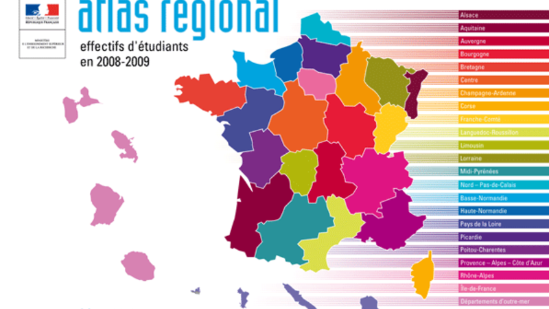 Atlas régional : les effectifs d'étudiants en 2008-2009 - édition 2010