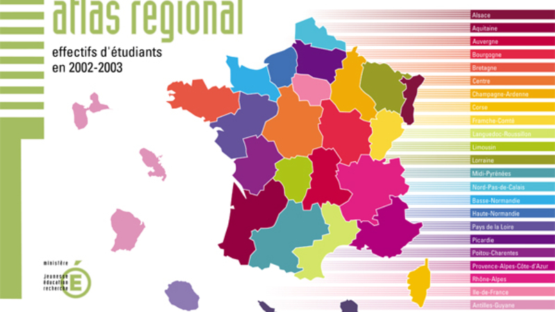 Atlas régional : les effectifs d'étudiants en 2002-2003