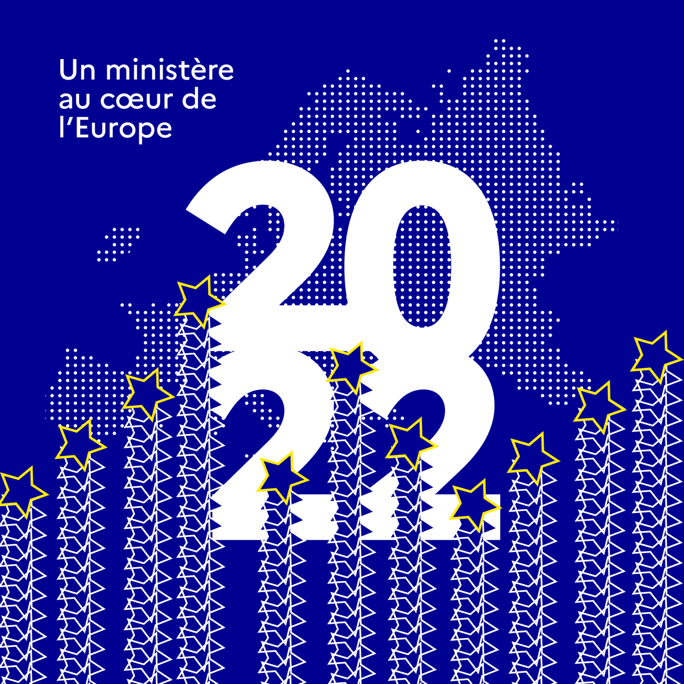 Couverture de la carte de vœux 2022, un ministère au coeur de l'Europe