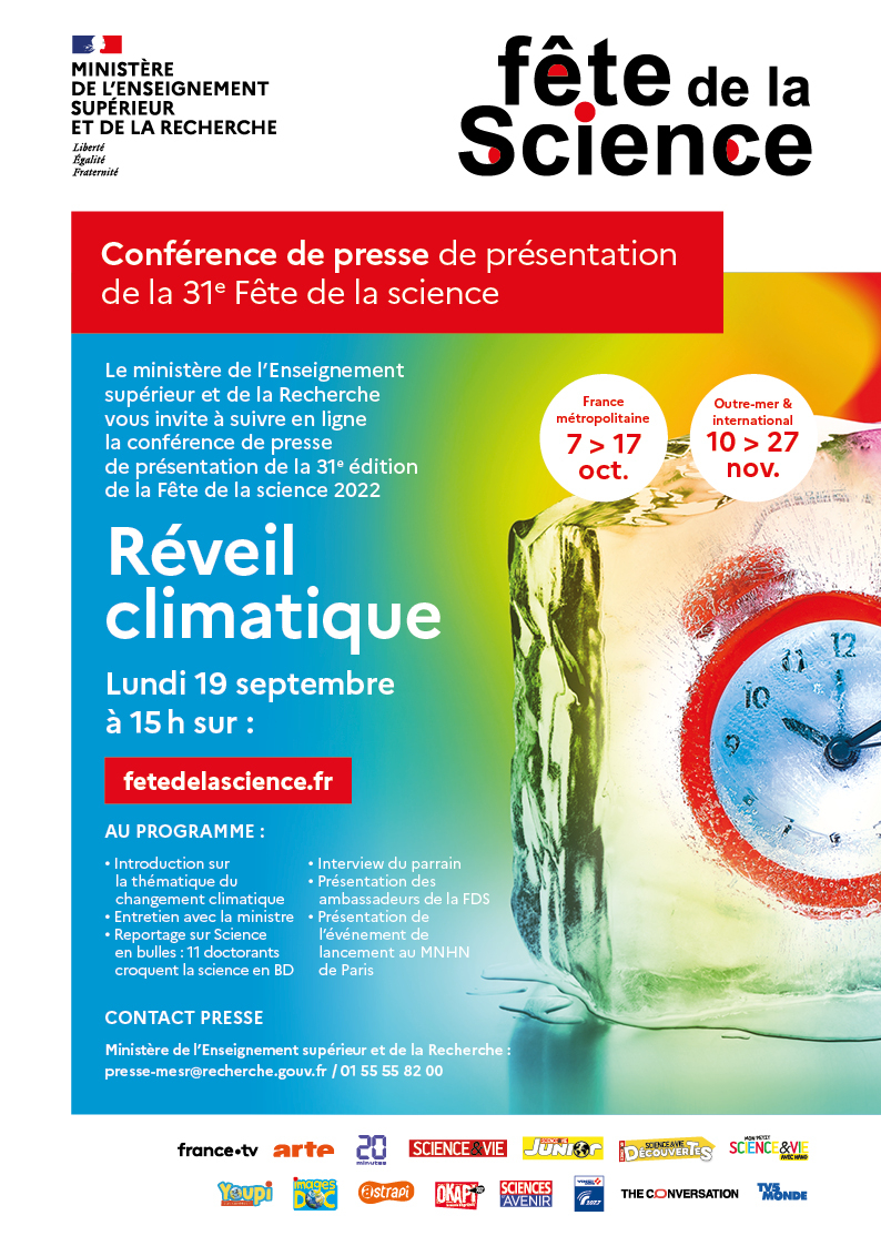 Un réveil dans un glaçon qui fond illustre le thème de cette Fête de la science 2022, le réveil climatique