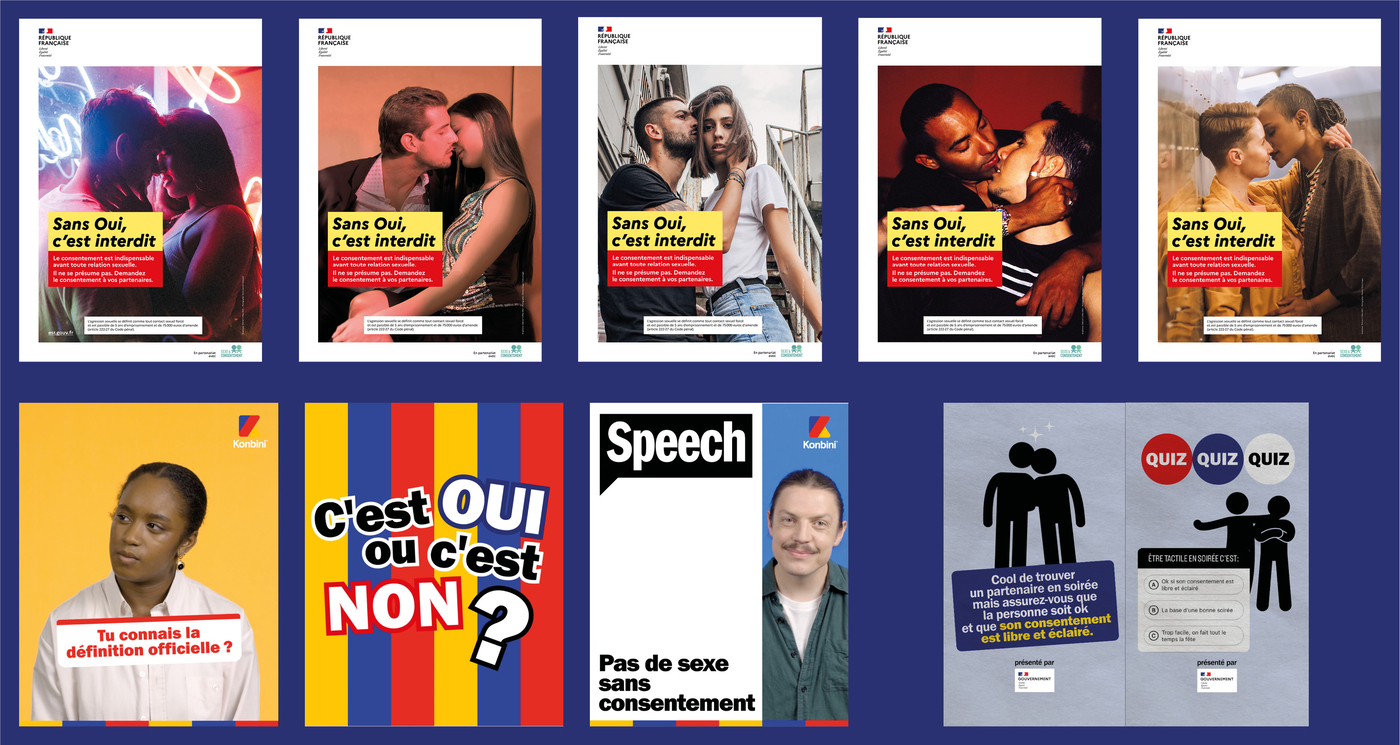 Visuels de la campagne de communication sur le consentement