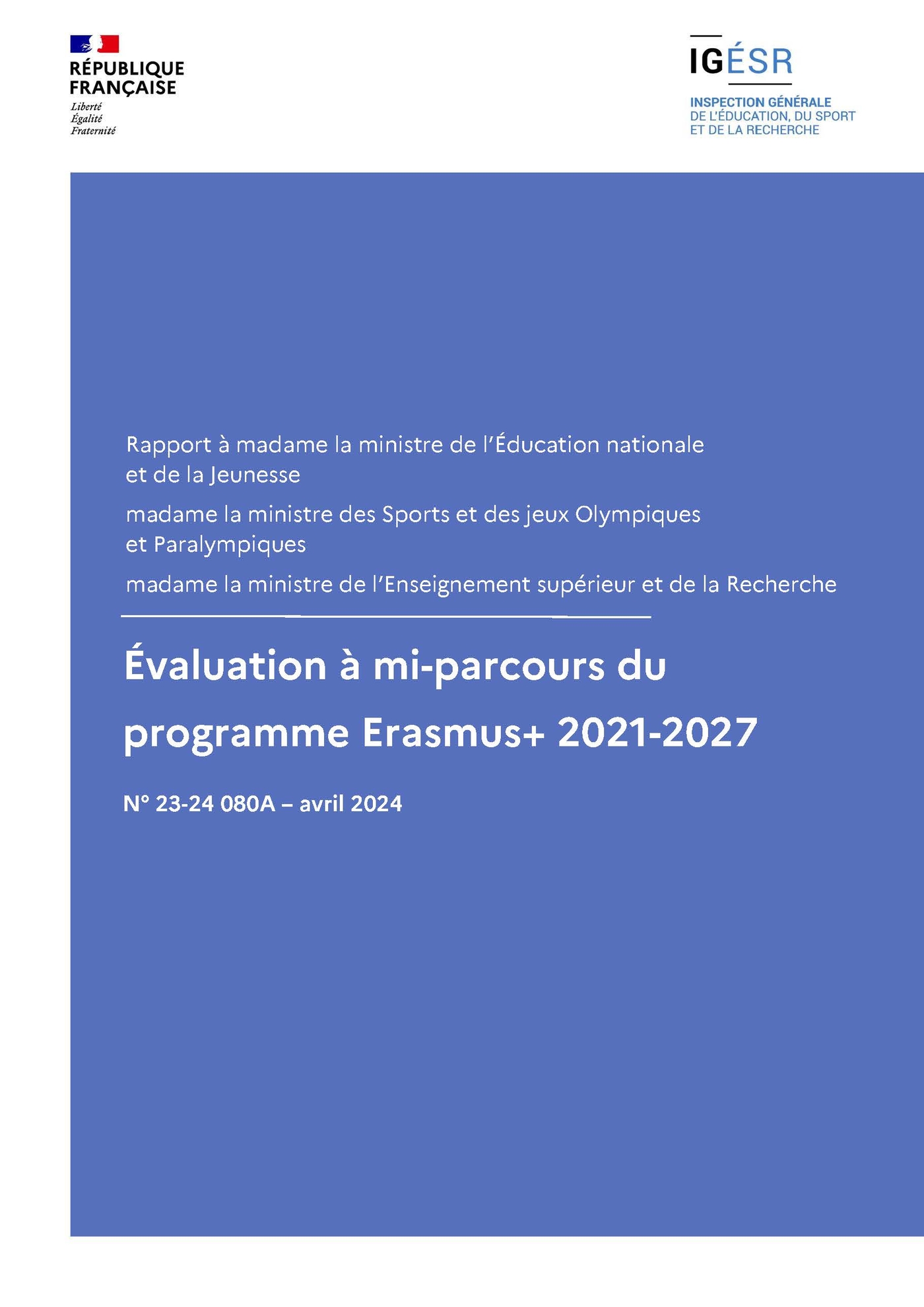 Évaluation à mi-parcours du programme Erasmus+ 2021-2027 -Couverture