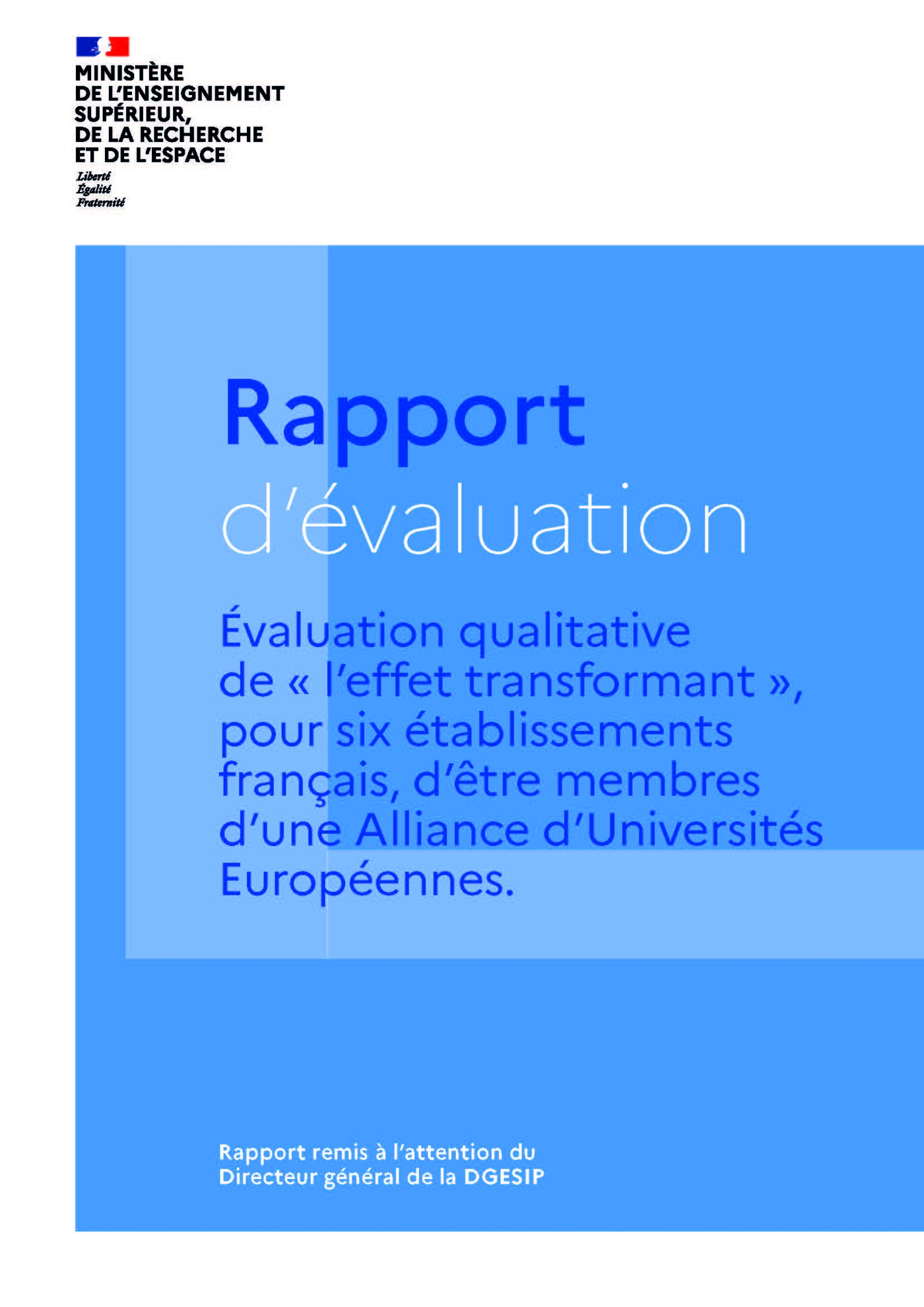 Évaluation qualitative Alliance d’Universités Européennes. - Couverture