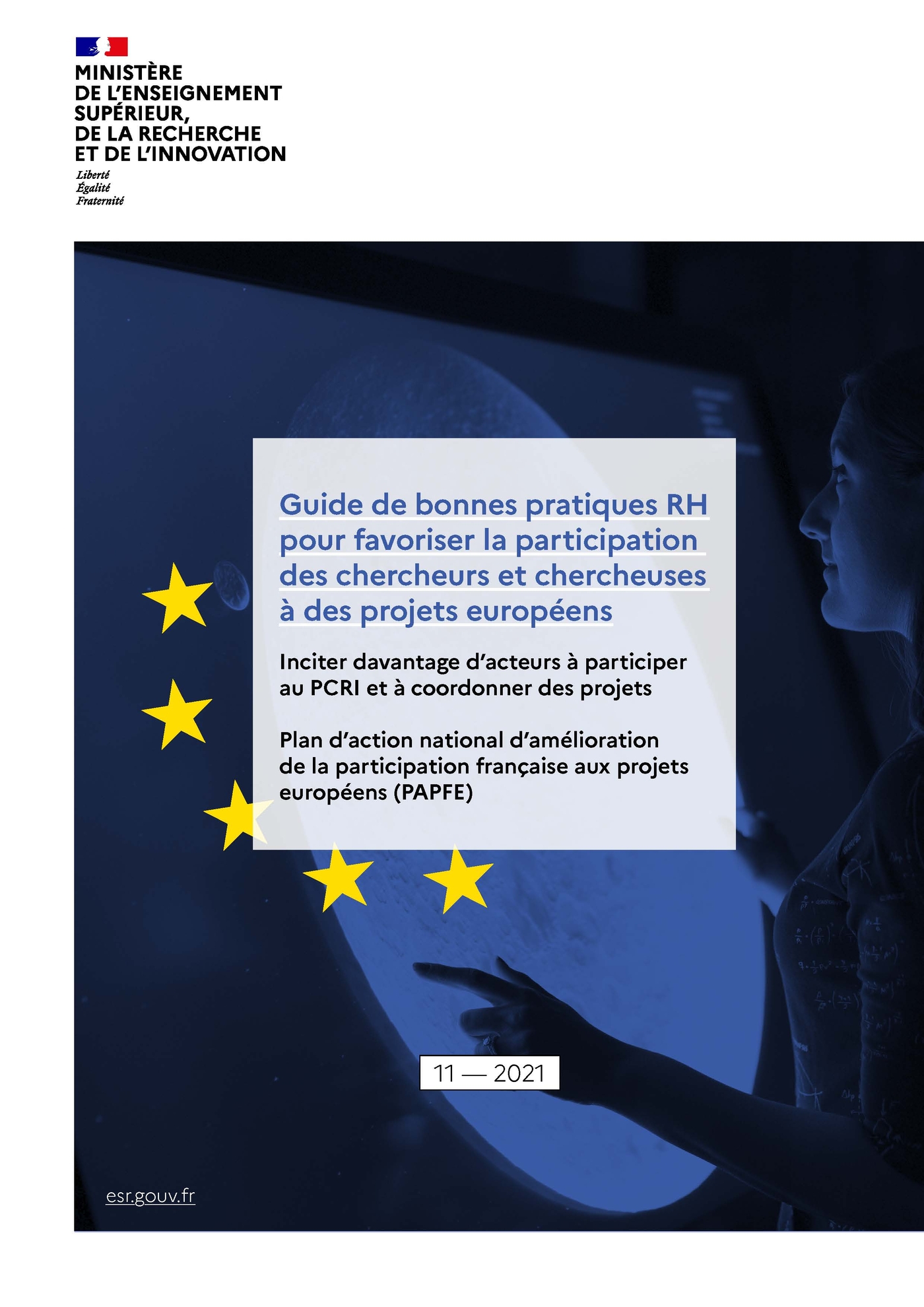Guide de bonnes pratiques RH pour favoriser la participation des chercheurs et chercheuses à des projets européens - Couverture