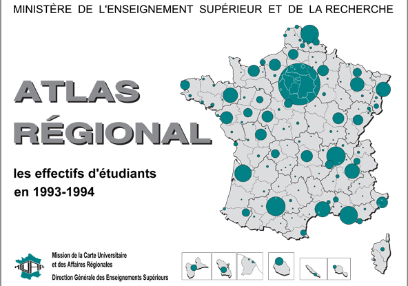 Atlas régional : les effectifs d'étudiants en 1993-1994