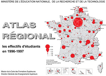 Atlas régional : les effectifs d'étudiants en 1996-1997